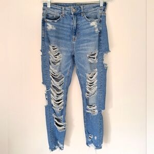 American Eagle Outfitters Mom Jeans Blue Ankle Cropped Jeans